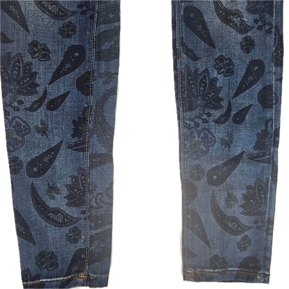 Vigoss Studio Floral Print Jeans Womens 26 Blue Denim Paisley Design Boho Skinny - Picture 5 of 11